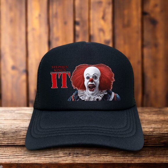 Pennywise The Clown It Mens Trucker Hat Black Stephen King 80s Horror Tim Curry - Picture 1 of 4